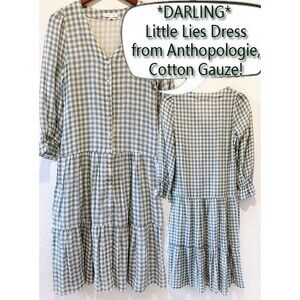 Little Lies Anthropologie Drop Waist Tiered Cottagecore Cotton Gingham Dress XS